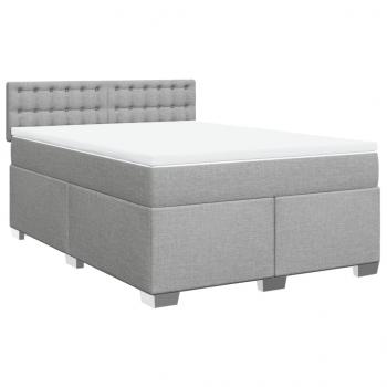 Boxspringbett mit Matratze Hellgrau 140x190 cm Stoff