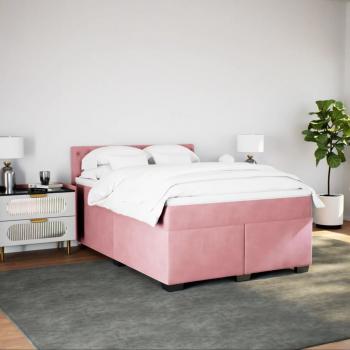 Boxspringbett mit Matratze Rosa 140x190 cm Samt