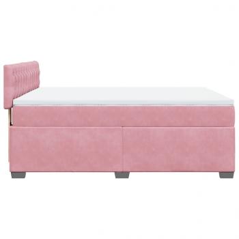 Boxspringbett mit Matratze Rosa 140x190 cm Samt