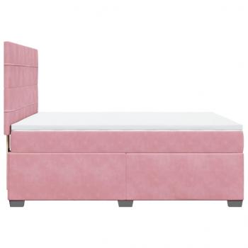 Boxspringbett mit Matratze Rosa 140x190 cm Samt