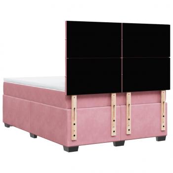 Boxspringbett mit Matratze Rosa 140x190 cm Samt