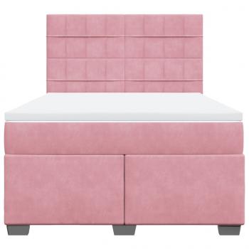 Boxspringbett mit Matratze Rosa 140x190 cm Samt