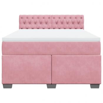 Boxspringbett mit Matratze Rosa 140x190 cm Samt