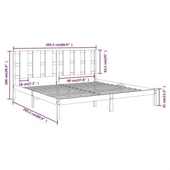 Massivholzbett Grau Kiefer 200x200 cm