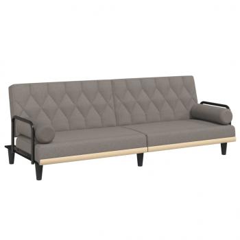 Schlafsofa mit Armlehnen Taupe Stoff