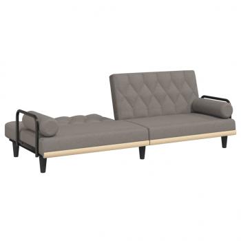 Schlafsofa mit Armlehnen Taupe Stoff