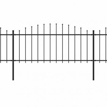 Gartenzaun mit Speerspitzen Stahl (0,5 - 0,75) x 5,1 m Schwarz