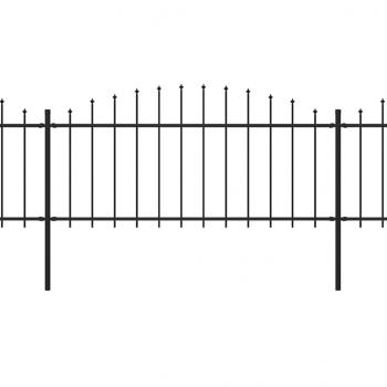 Gartenzaun mit Speerspitzen Stahl (0,5 - 0,75) x 8,5 m Schwarz