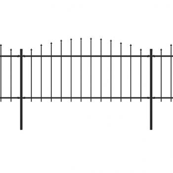 Gartenzaun mit Speerspitzen Stahl (0,5 - 0,75) x 15,3 m Schwarz