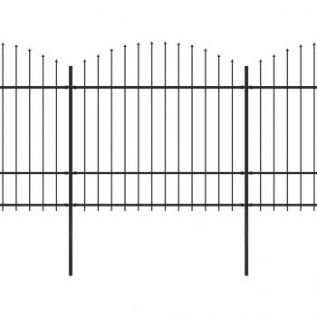 Gartenzaun mit Speerspitzen Stahl (1,5 - 1,75) x 11,9 m Schwarz