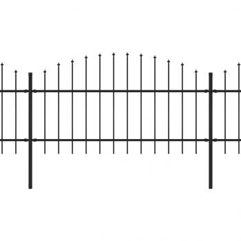 Gartenzaun mit Speerspitzen Stahl (1 - 1,25) x 8,5 m Schwarz