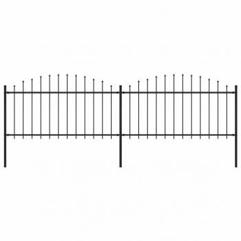 ARDEBO.de - Gartenzaun mit Speerspitzen Stahl (1,25 - 1,5) x 3,4 m Schwarz