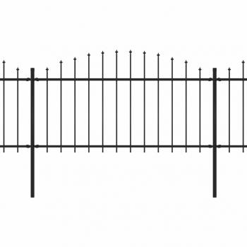 Gartenzaun mit Speerspitzen Stahl (1,25 - 1,5) x 6,8 m Schwarz