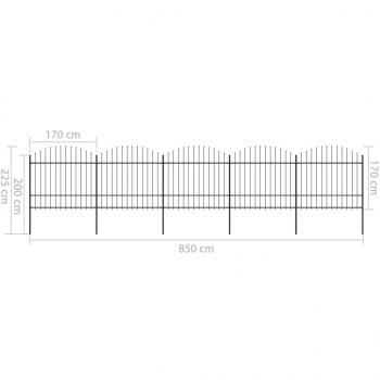 Gartenzaun mit Speerspitzen Stahl (1,5 - 1,75) x 8,5 m Schwarz