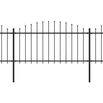 Gartenzaun mit Speerspitzen Stahl (1,25 - 1,5) x 11,9 m Schwarz