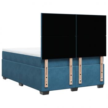 Boxspringbett mit Matratze Blau 140x190 cm Samt