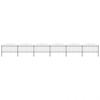 ARDEBO.de - Gartenzaun mit Speerspitzen Stahl (1,25 - 1,5) x 10,2 m Schwarz