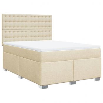 Boxspringbett mit Matratze Creme 140x190 cm Stoff