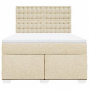 Boxspringbett mit Matratze Creme 140x190 cm Stoff