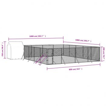 Outdoor-Hundezwinger mit Dach Silbern 10x10x2,5m Stahl Verzinkt