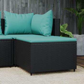 ARDEBO.de - Gartenhocker mit Kissen Schwarz Poly Rattan