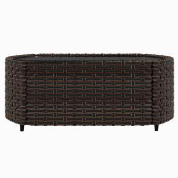 4-tlg. Garten-Lounge-Set mit Kissen Braun Poly Rattan