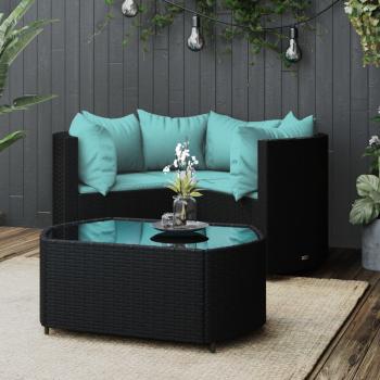 ARDEBO.de - 4-tlg. Garten-Lounge-Set mit Kissen Schwarz Poly Rattan