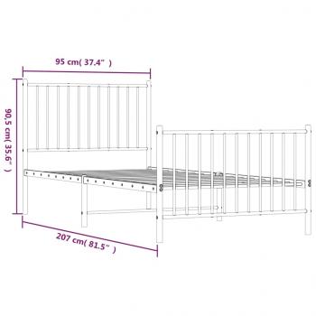 Bettgestell mit Kopf- und Fußteil Metall Weiß 90x200 cm