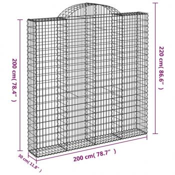 Gabione mit Hochbogen 200x30x200/220 cm Verzinktes Eisen