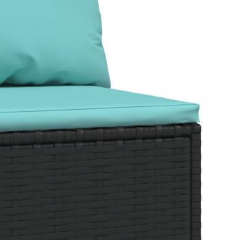 Garten-Mittelsofas mit Kissen 2 Stk. Schwarz Poly Rattan