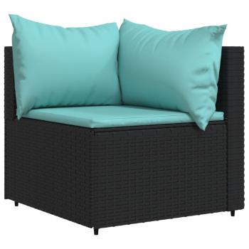 Garten-Ecksofa mit Kissen Schwarz Poly Rattan