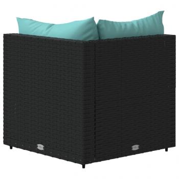 Garten-Ecksofa mit Kissen Schwarz Poly Rattan