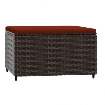 Gartenhocker mit Kissen 2 Stk. Braun Poly Rattan