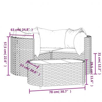 4-tlg. Garten-Lounge-Set mit Kissen Braun Poly Rattan