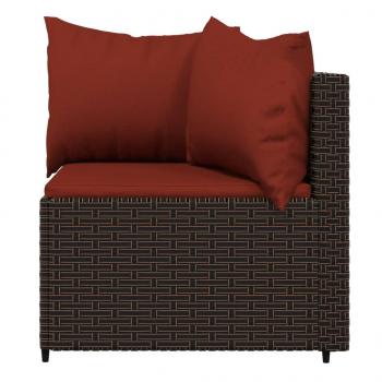 4-tlg. Garten-Lounge-Set mit Kissen Braun Poly Rattan