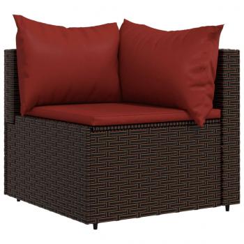 Garten-Ecksofas mit Kissen 2 Stk. Braun Poly Rattan