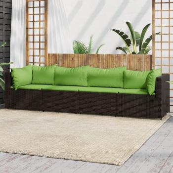 ARDEBO.de - 4-tlg. Garten-Lounge-Set mit Kissen Braun Poly Rattan