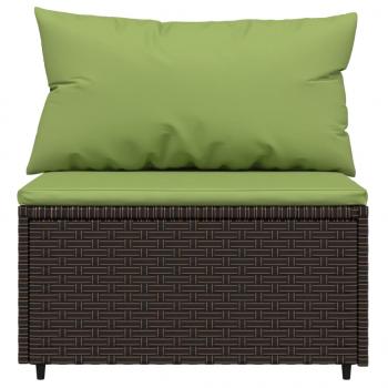 4-tlg. Garten-Lounge-Set mit Kissen Braun Poly Rattan