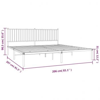 Bettgestell mit Kopfteil Metall Weiß 200x200 cm