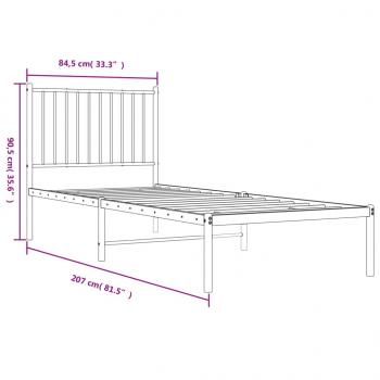 Bettgestell mit Kopfteil Metall Weiß 80x200 cm