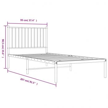 Bettgestell mit Kopfteil Metall Weiß 90x200 cm