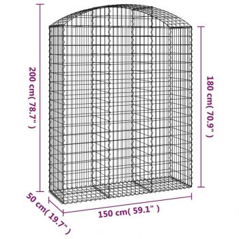 Gabione mit Hochbogen 150x50x180/200 cm Verzinktes Eisen