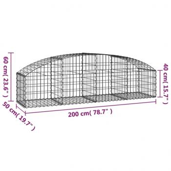 Gabione mit Hochbogen 200x50x40/60 cm Verzinktes Eisen