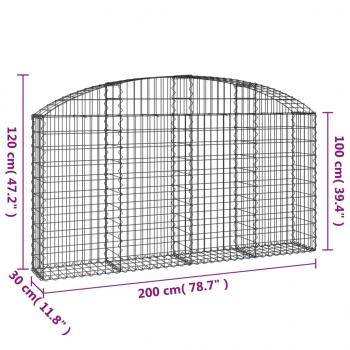 Gabione mit Hochbogen 200x30x100/120 cm Verzinktes Eisen