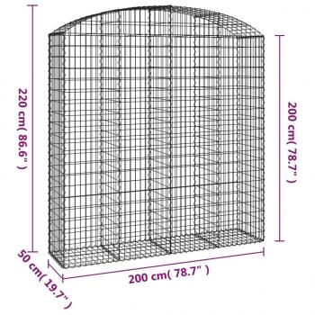 Gabione mit Hochbogen 200x50x200/220 cm Verzinktes Eisen