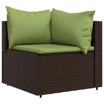 Garten-Ecksofa mit Kissen Braun Poly Rattan