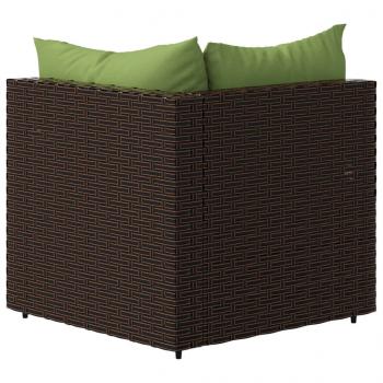 Garten-Ecksofa mit Kissen Braun Poly Rattan