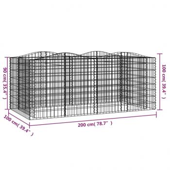 Gabionen-Hochbeet mit Hochbogen 200x100x100 cm Verzinktes Eisen