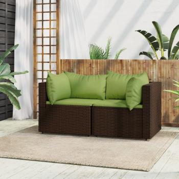 ARDEBO.de - Garten-Ecksofas mit Kissen 2 Stk. Braun Poly Rattan