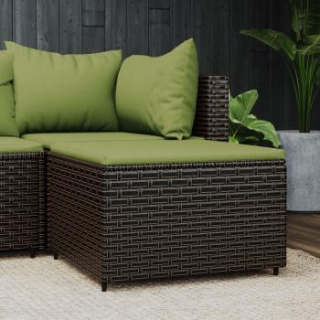 ARDEBO.de - Gartenhocker mit Kissen Braun Poly Rattan